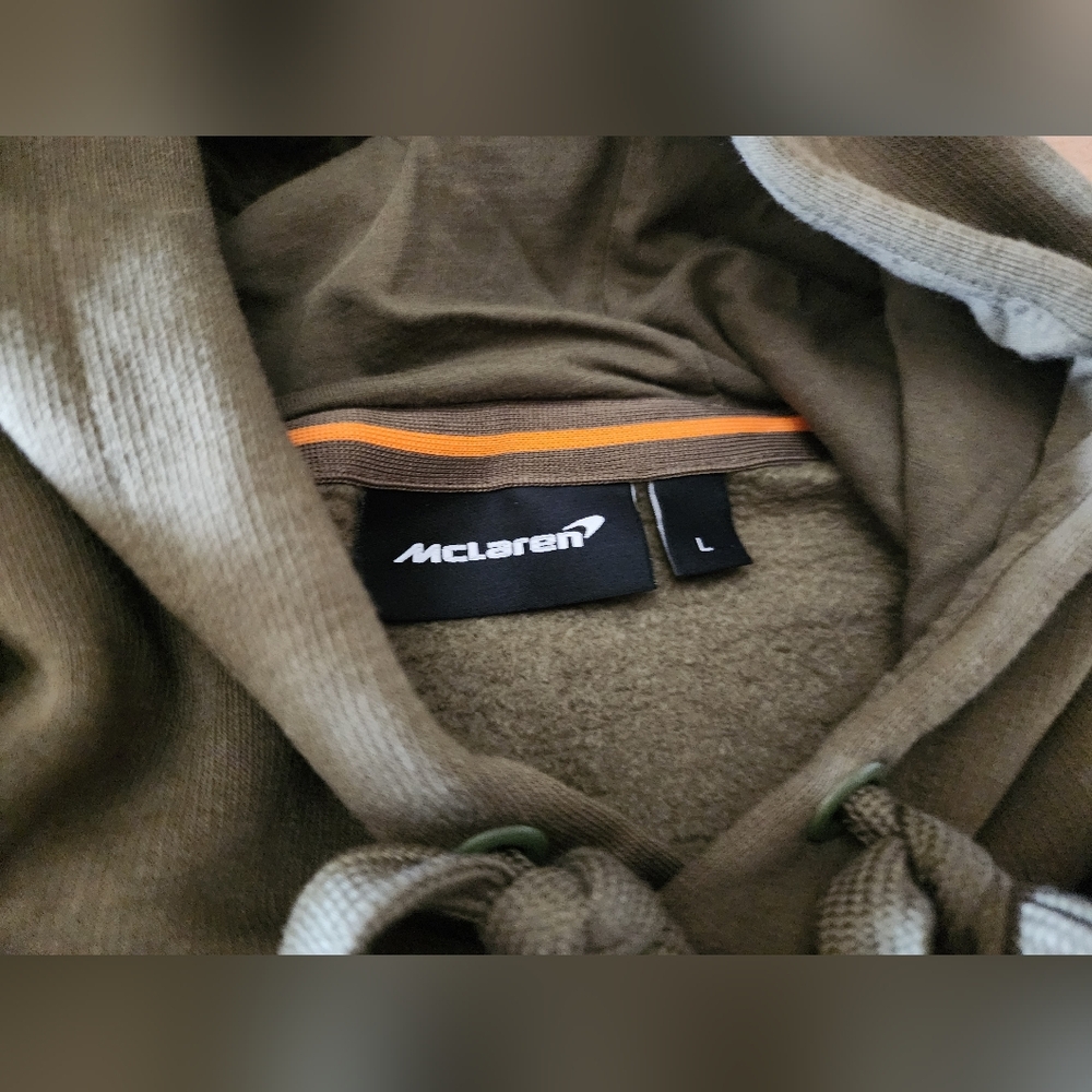 McLaren Daniel Ricciardo F1 Hoodie Mens L Olive Green DR3 Racing Fleece Pullover - Picture 7 of 13